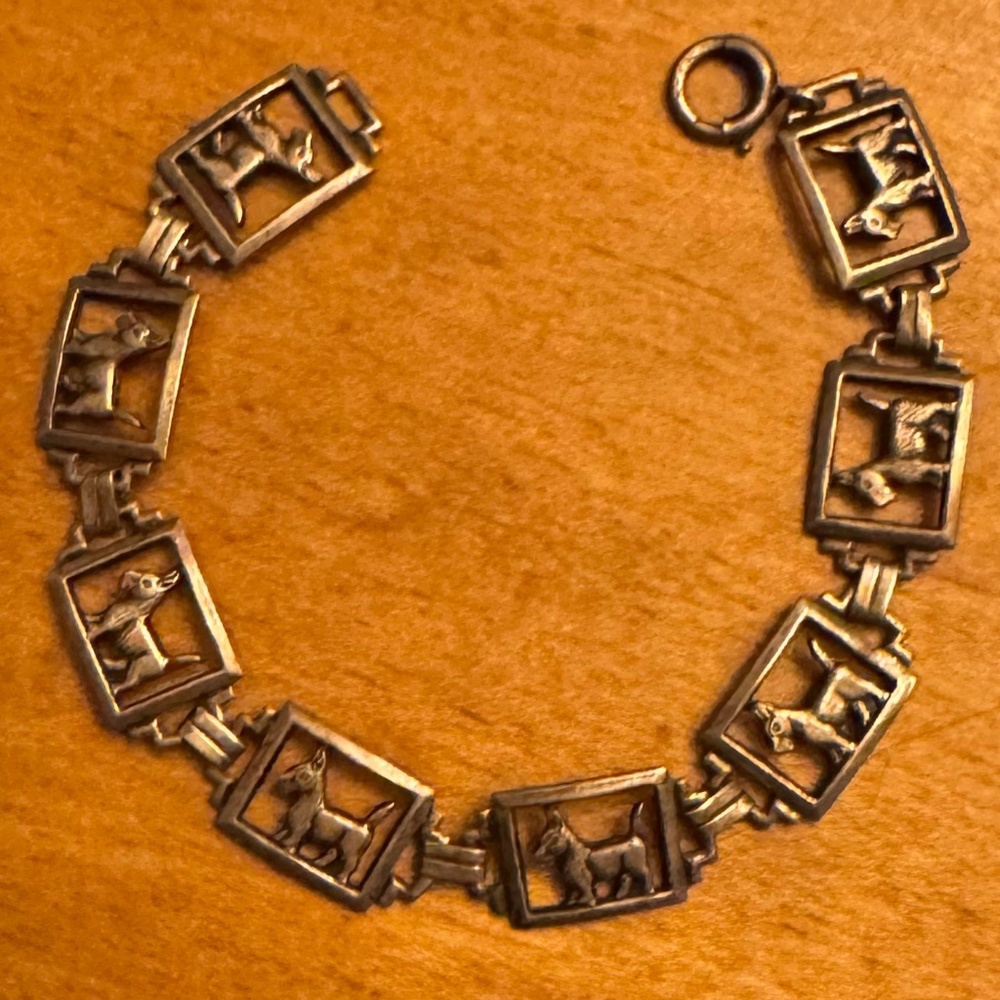 1940's Sterling Silver Scottish Terrier Bracelet